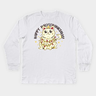 Purr-fect Holiday Cheer Kids Long Sleeve T-Shirt